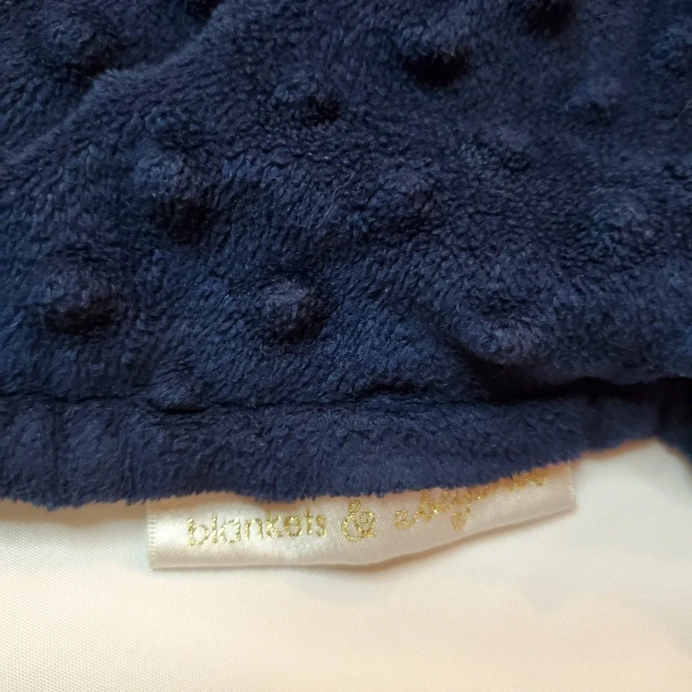Blankets And beyond Navy Blue White bear‎ lovey minky dot Security Blanket